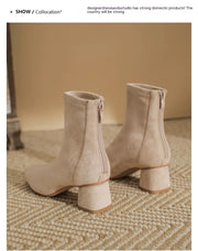 Ankle Boots Skinny Suede High Chunky Heel High Heel Ankle Boots